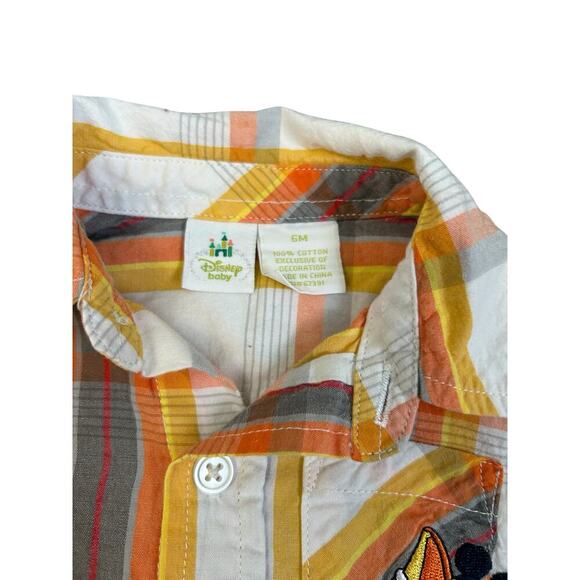 Vintage Disney Baby Mickey Mouse Plaid Button Down Shirt Infant size 6 Months - Picture 3 of 5